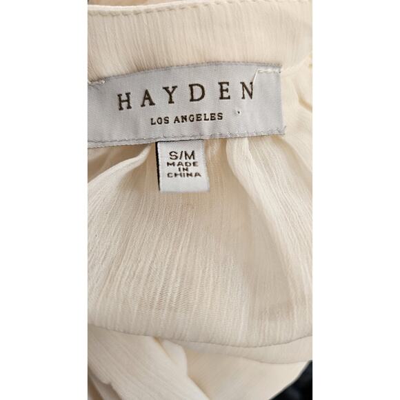 Hayden Los Angeles Ivory Sheer Embroidered Top Shirt Boho Flowy Oversized Sm Med - Picture 4 of 4